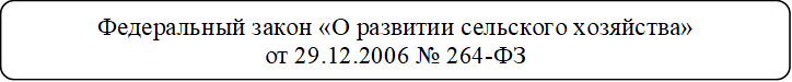 Федеральный закон «О развитии сельского хозяйства» 
от 29.12.2006 № 264-ФЗ
